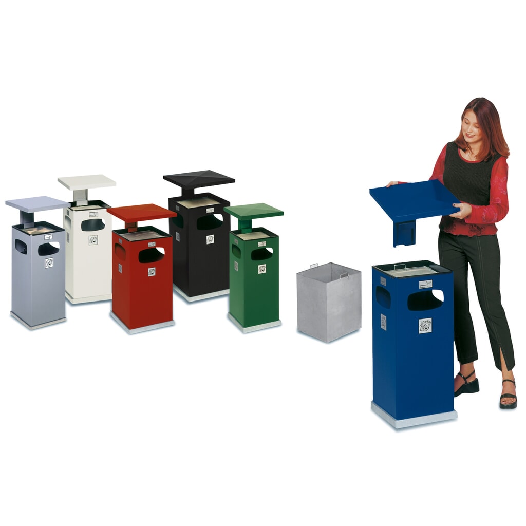 VAR® Kombiascher zur Bodenmontage, 38 Liter, verkehrsweiß Produktabbildung: VAR® Kombiascher zur Bodenmontage, 38 Liter, verkehrsweiß