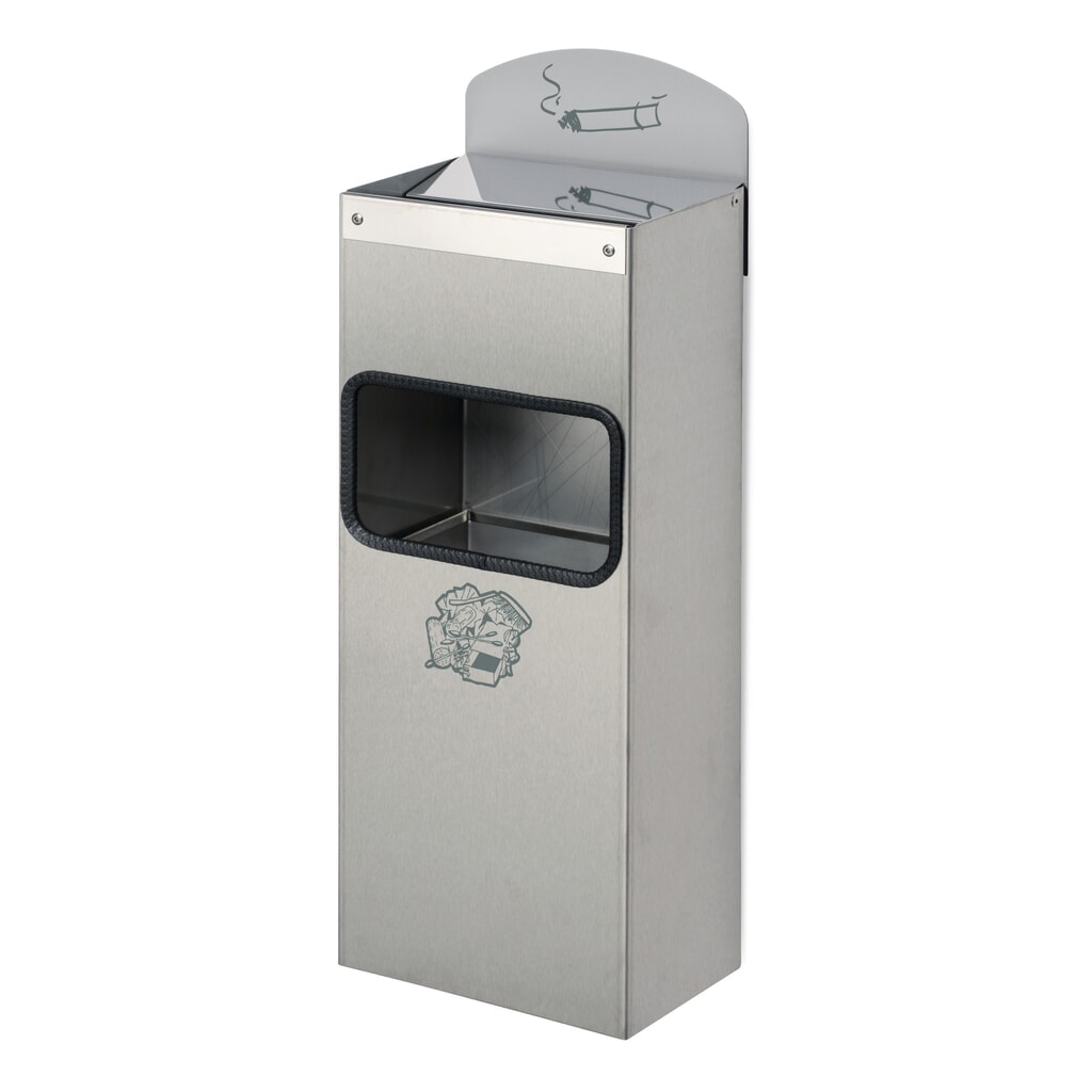 VAR® Wandascher, Edelstahl, Kombimodell Produktabbildung: VAR® Wandascher, Edelstahl, Kombimodell