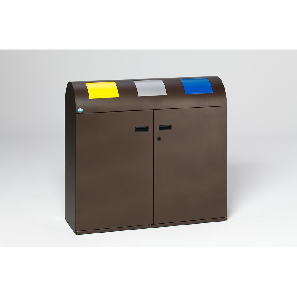 Produktabbildung: VAR® Wertstoffsammler, 3x 80 Liter, Doppelflügeltür, Korpus deep-brown