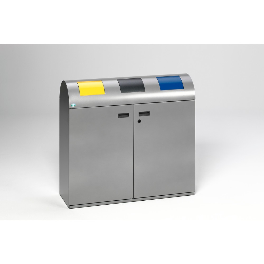 Produktabbildung: VAR® Wertstoffsammler, 3x 80 Liter, Doppelflügeltür, Korpus silber
