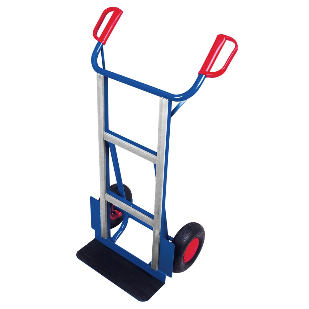 VARIOfit® Geräte-Sackkarre aus Stahl, Tragkraft 250kg, Schaufel BxT 450 x 150 mm, Luft-Bereifung, enzianblau Produktabbildung: VARIOfit® Geräte-Sackkarre aus Stahl, Tragkraft 250kg, Schaufel BxT 450 x 150 mm, Luft-Bereifung, enzianblau