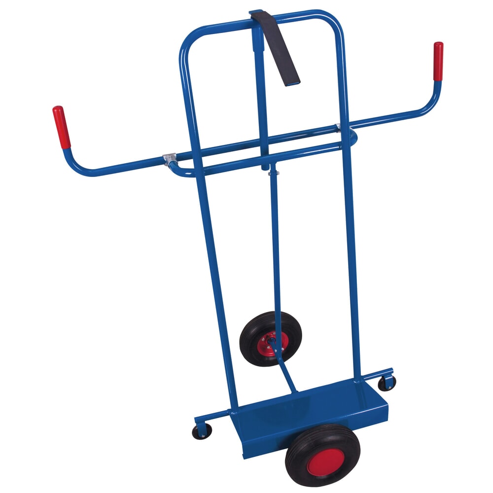 VARIOfit® Platten-Sackkarre aus Stahl, Tragkraft 250 kg, mit Stützrollen, variable Plattensicherung, Schaufel BxT 500 x 200 mm, Luft-Bereifung, enzianblau Produktabbildung: VARIOfit® Platten-Sackkarre aus Stahl, Tragkraft 250 kg, mit Stützrollen, variable Plattensicherung, Schaufel BxT 500 x 200 mm, Luft-Bereifung, enzianblau