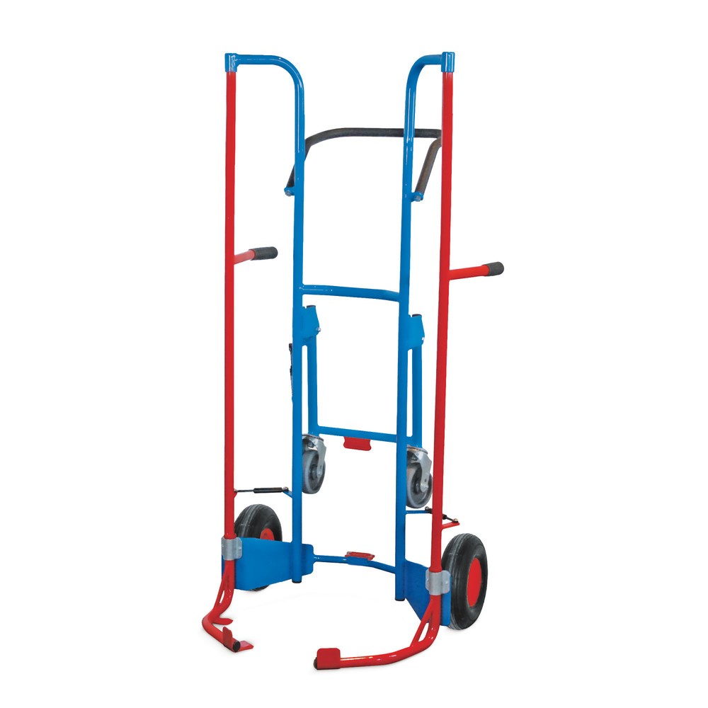 Produktabbildung: VARIOfit® Reifenkarre mit Stützrädern, Tragkraft 200 kg, für 8 Reifen, Vollgummi-Bereifung