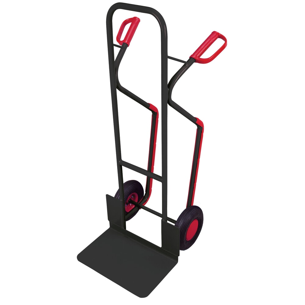 Produktabbildung: VARIOfit® Stahlrohr-Sackkarre mit auswechselbaren Gleitkufen, Tragkraft 250 kg, Schaufel BxT 480 x 300 mm, Luft-Bereifung, Schaufel feststehend, anthrazitgrau