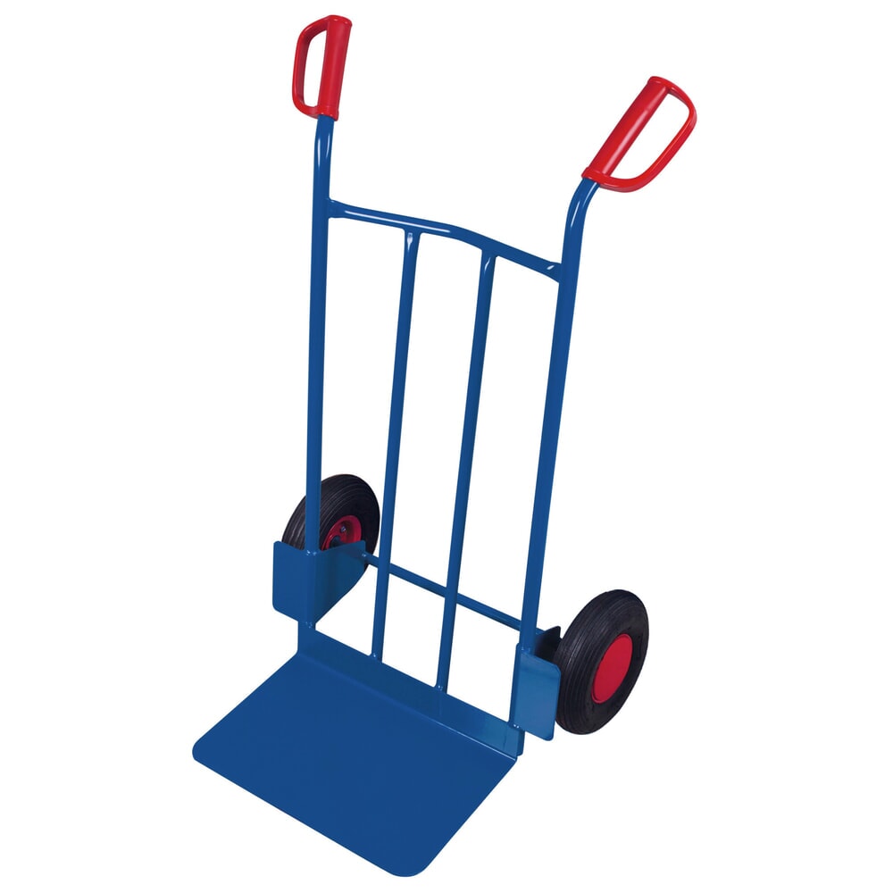 VARIOfit® Stahlrohr-Sackkarre, Tragkraft 250 kg, Schaufel BxT 480 x 300 mm, HxBxT 1.110 x 690 x 600 mm, Luft-Bereifung, enzianblau Produktabbildung: VARIOfit® Stahlrohr-Sackkarre, Tragkraft 250 kg, Schaufel BxT 480 x 300 mm, HxBxT 1.110 x 690 x 600 mm, Luft-Bereifung, enzianblau