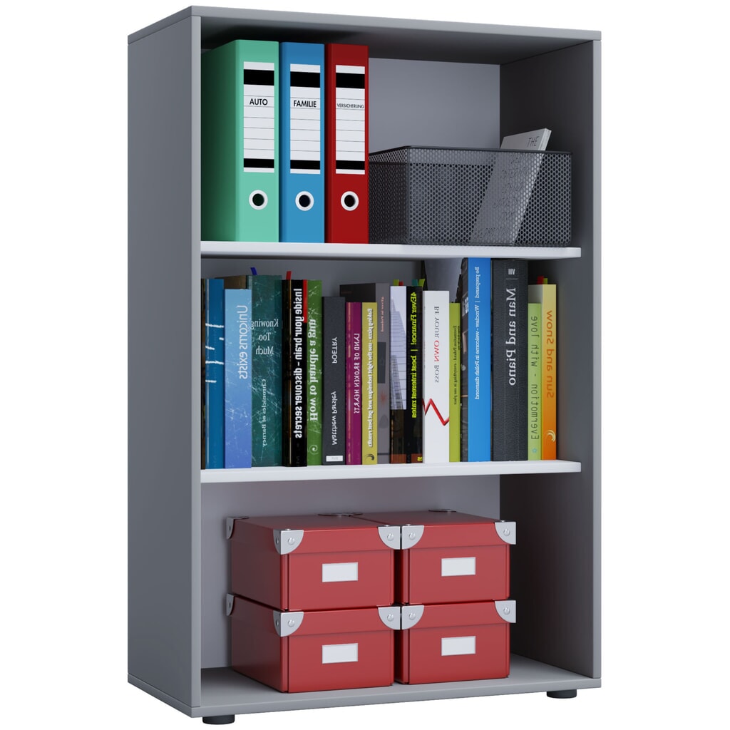 Produktabbildung: VCM Büroregal Lona, 3 Fächer, HxBxT 1.050 x 700 x 400 mm, grau