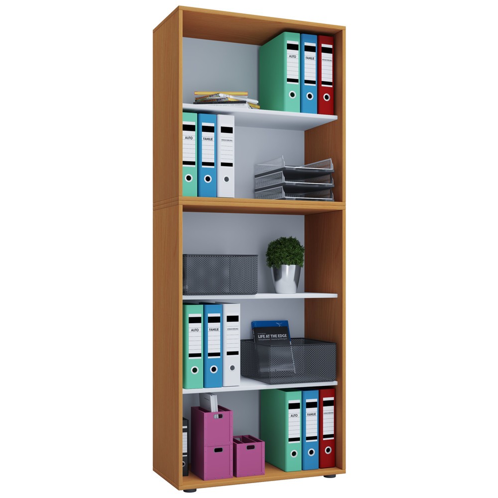 Produktabbildung Nr. 1: VCM Büroregal Lona, 5 Fächer, HxBxT 1.780 x 700 x 400 mm, Buche