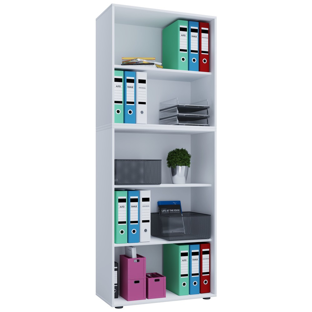 Produktabbildung: VCM Büroregal Lona, 5 Fächer, HxBxT 1.780 x 700 x 400 mm, weiß