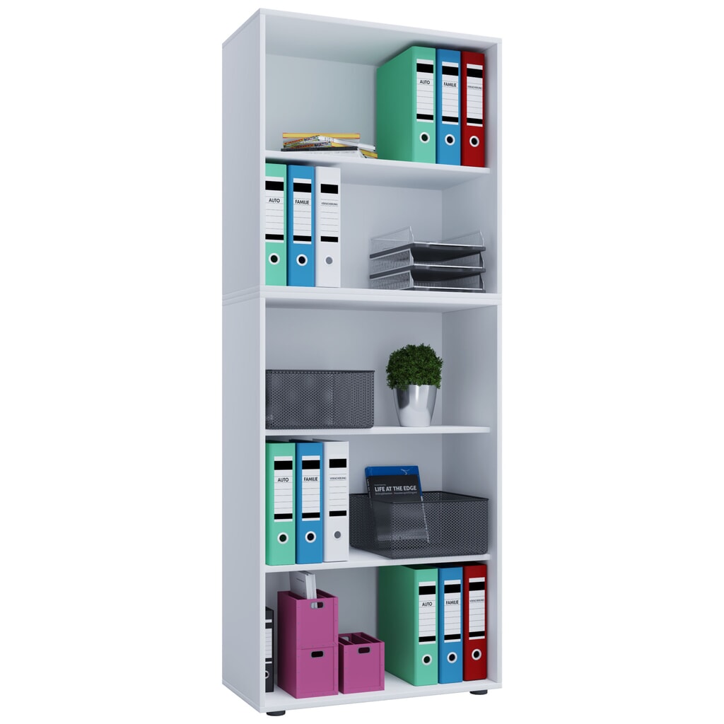 VCM Büroregal Lona, 5 Fächer, HxBxT 1.780 x 700 x 400 mm, weiß Produktabbildung: VCM Büroregal Lona, 5 Fächer, HxBxT 1.780 x 700 x 400 mm, weiß