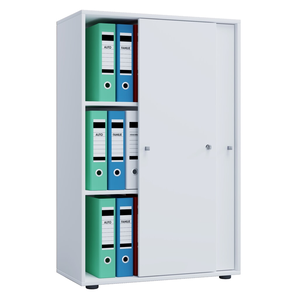 VCM Büroschrank Lona mit Schiebetüren, 3 Fächer, HxBxT 1.110 x 700 x 400 mm, weiß Produktabbildung: VCM Büroschrank Lona mit Schiebetüren, 3 Fächer, HxBxT 1.110 x 700 x 400 mm, weiß