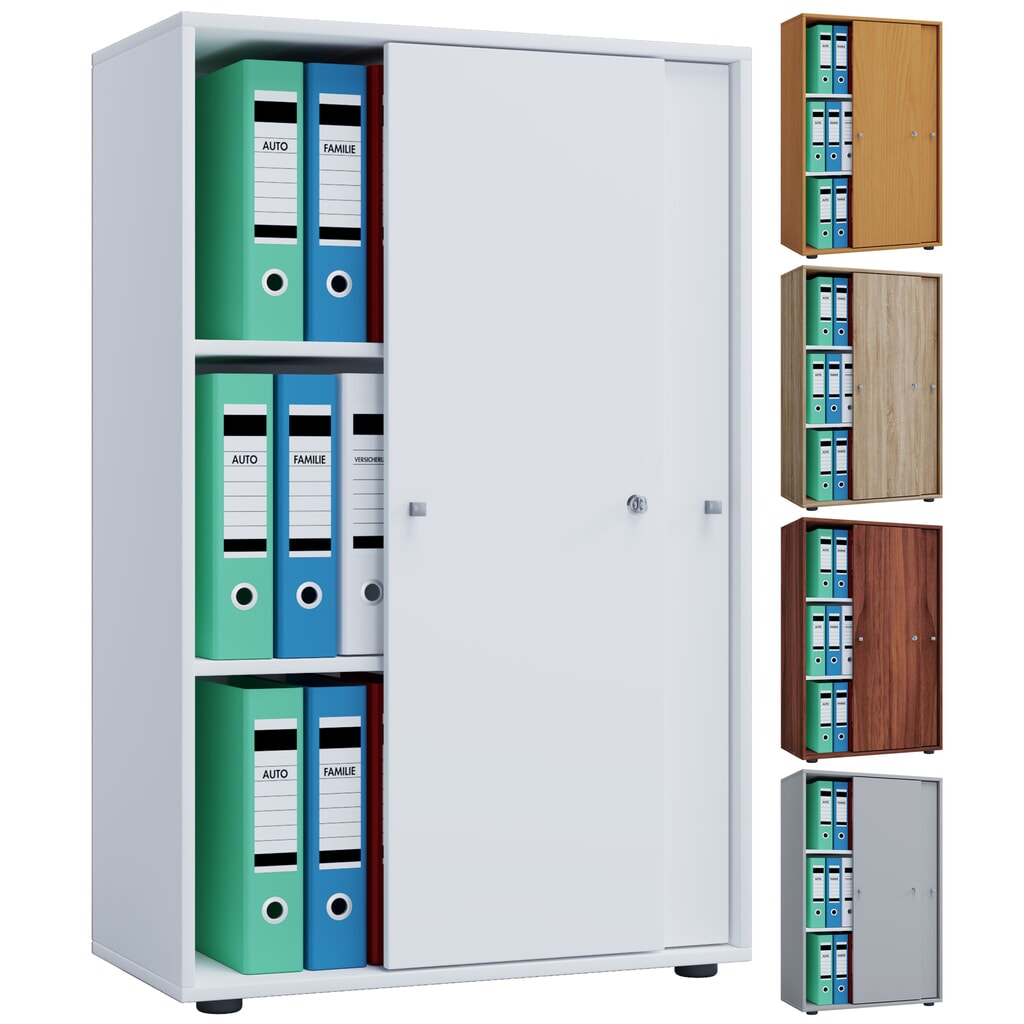 Produktabbildung Nr. 4: VCM Büroschrank Lona mit Schiebetüren, 3 Fächer, HxBxT 1.110 x 700 x 400 mm, weiß