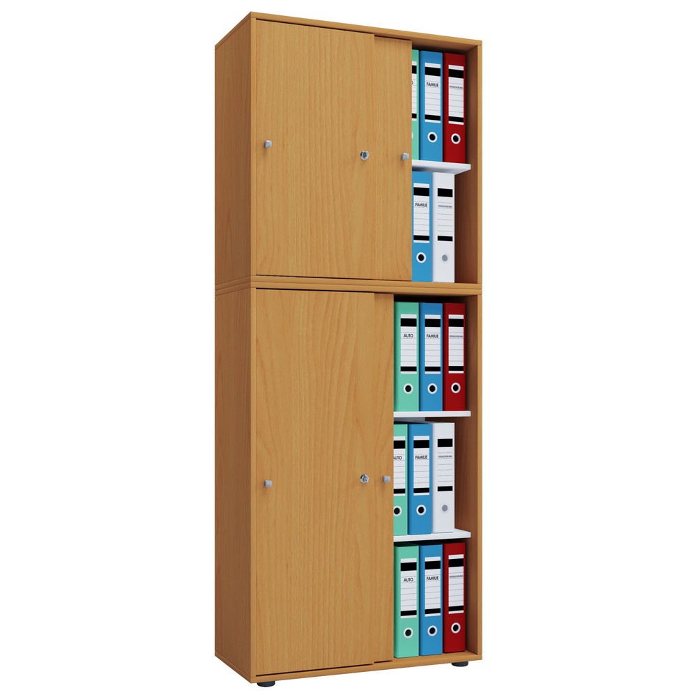 Produktabbildung Nr. 1: VCM Büroschrank Lona mit Schiebetüren, 5 Fächer, HxBxT 1.780 x 700 x 400 mm, Buche