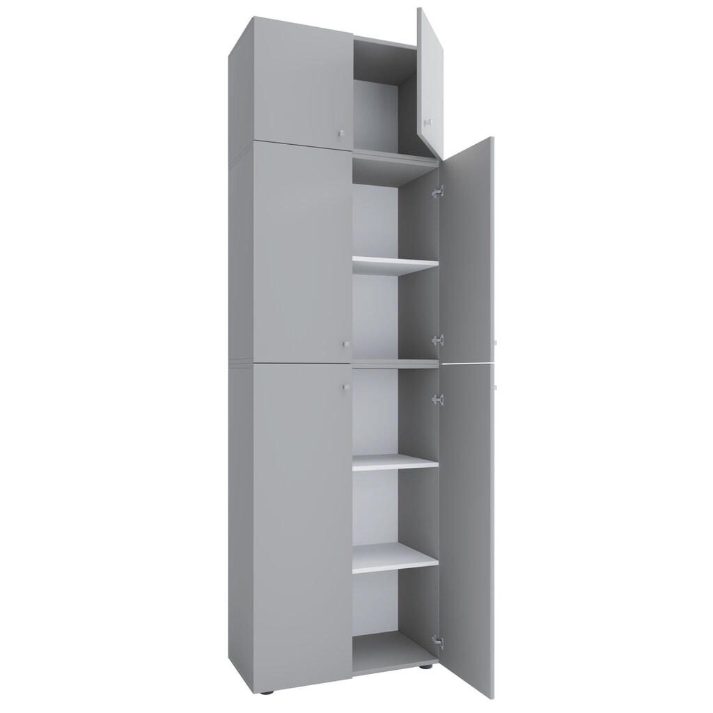 Produktabbildung: VCM Kleiderschrank Lona XXL Drehtüren, mit Aufsatz, grau