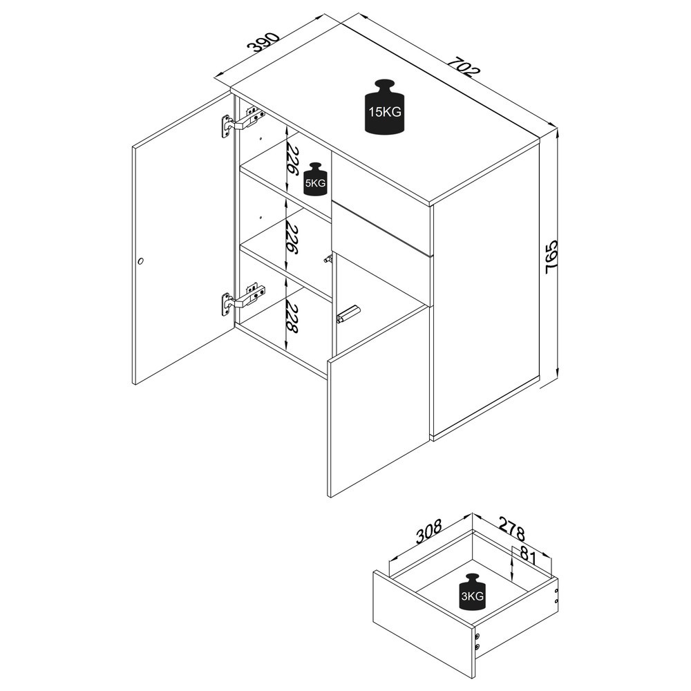 Produktabbildung Nr. 2: VCM Kommode Dalosa 4-Fach, Honig-Eiche