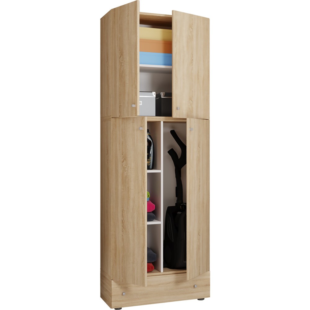 Produktabbildung: VCM Putzschrank Lona XXL Drehtüren, mit Schublade, Sonoma-Eiche