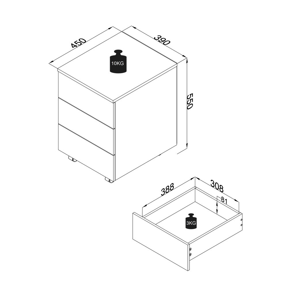 Produktabbildung Nr. 5: VCM Rollcontainer Dalosa 45 3-SB, weiß