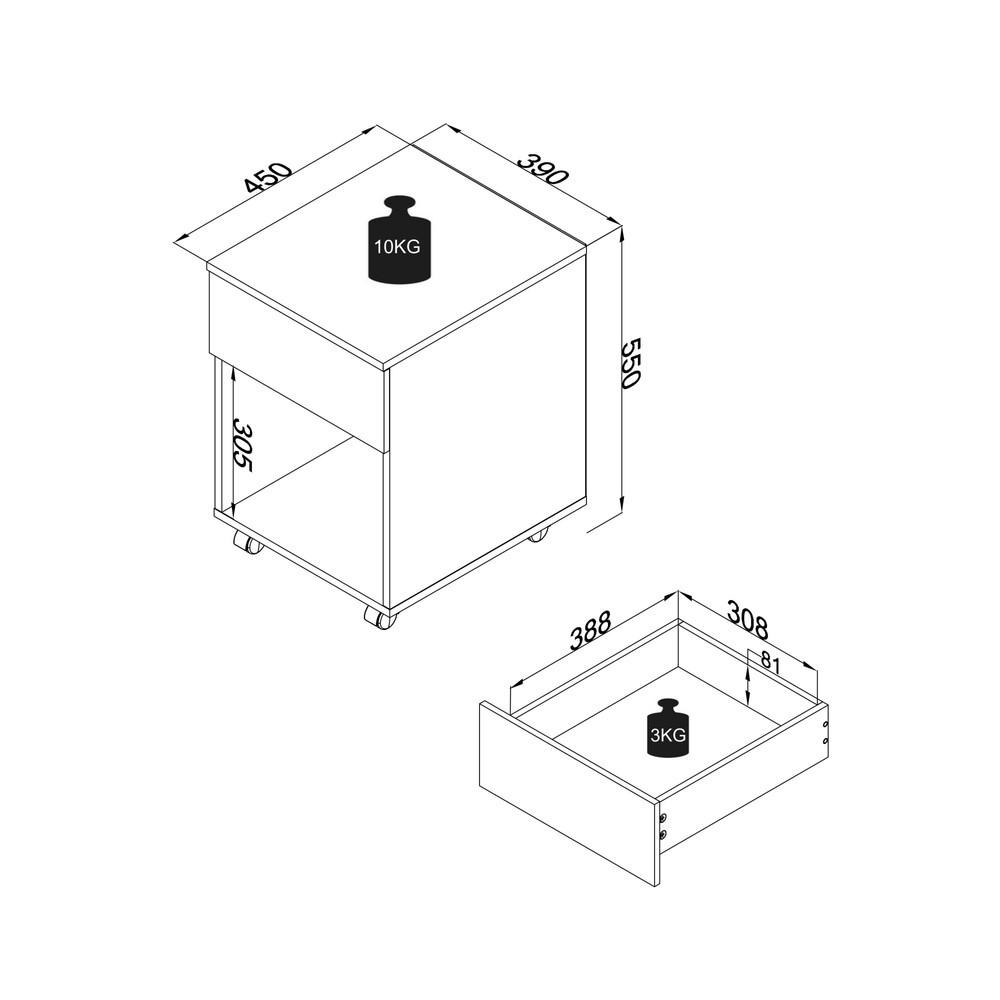 Produktabbildung Nr. 2: VCM Rollcontainer Dalosa 45 1-SB, Honig-Eiche