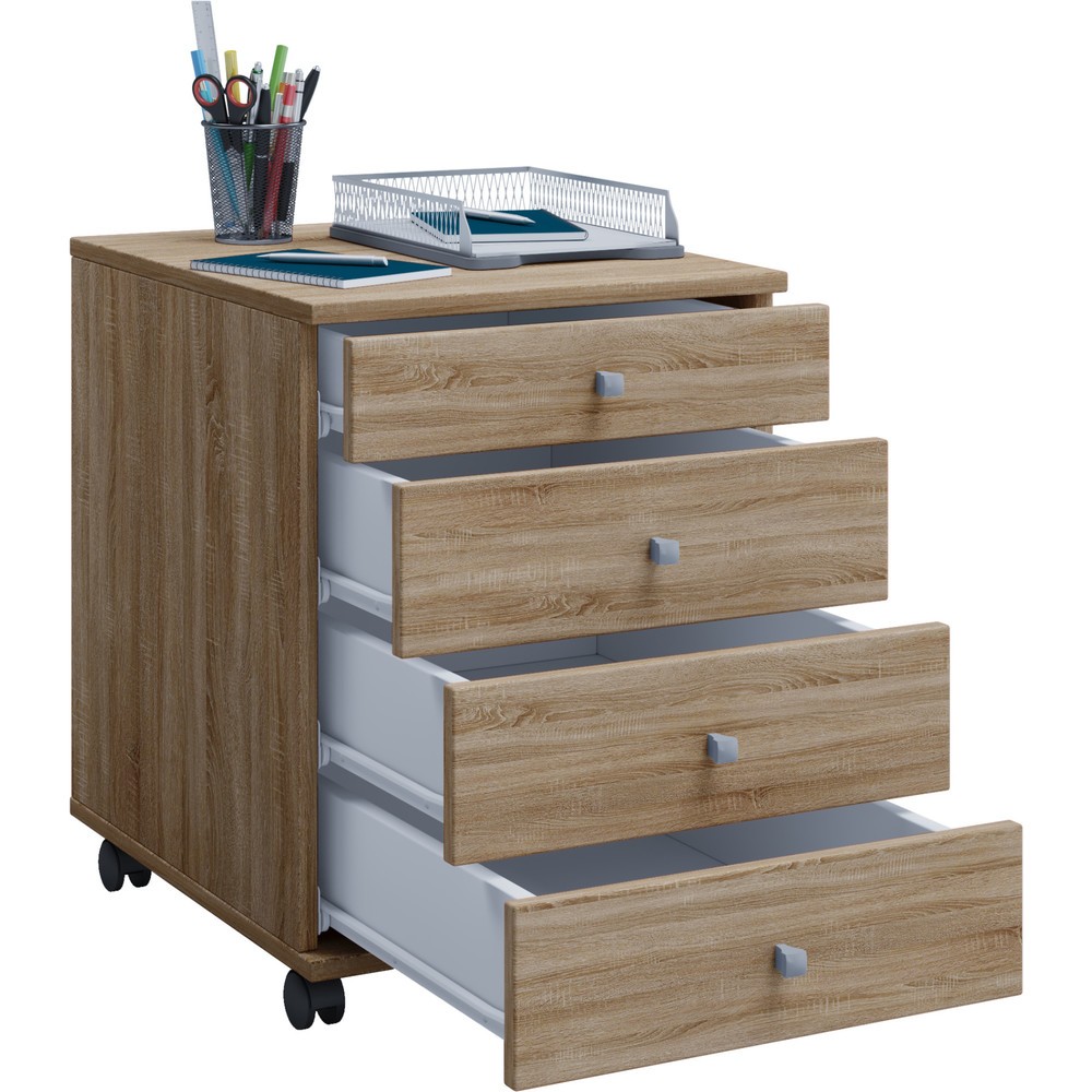 Produktabbildung Nr. 1: VCM Rollcontainer Lona, HxBxT 570 x 420 x 500 mm, Sonoma-Eiche