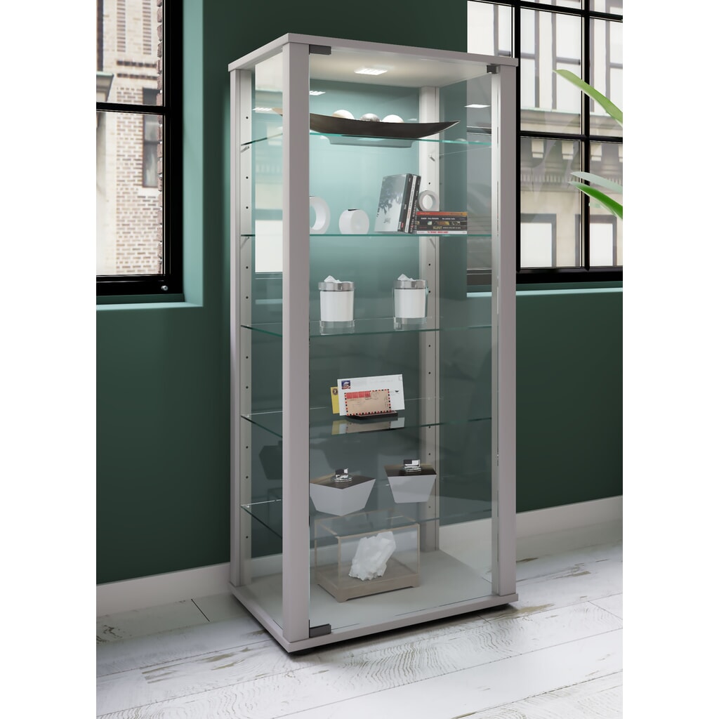 VCM Standvitrine Kavisa L, silber Produktabbildung Nr. 3: VCM Standvitrine Kavisa L, silber