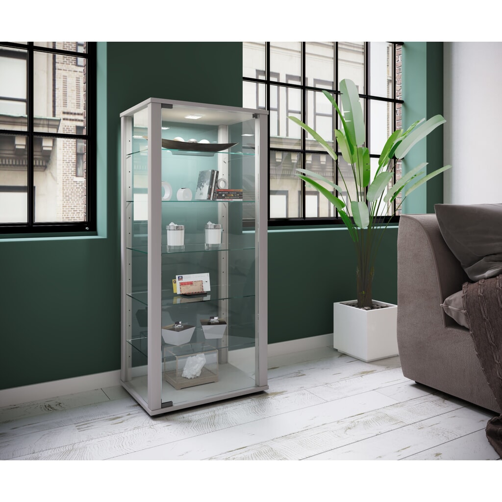 VCM Standvitrine Kavisa L, silber Produktabbildung Nr. 4: VCM Standvitrine Kavisa L, silber