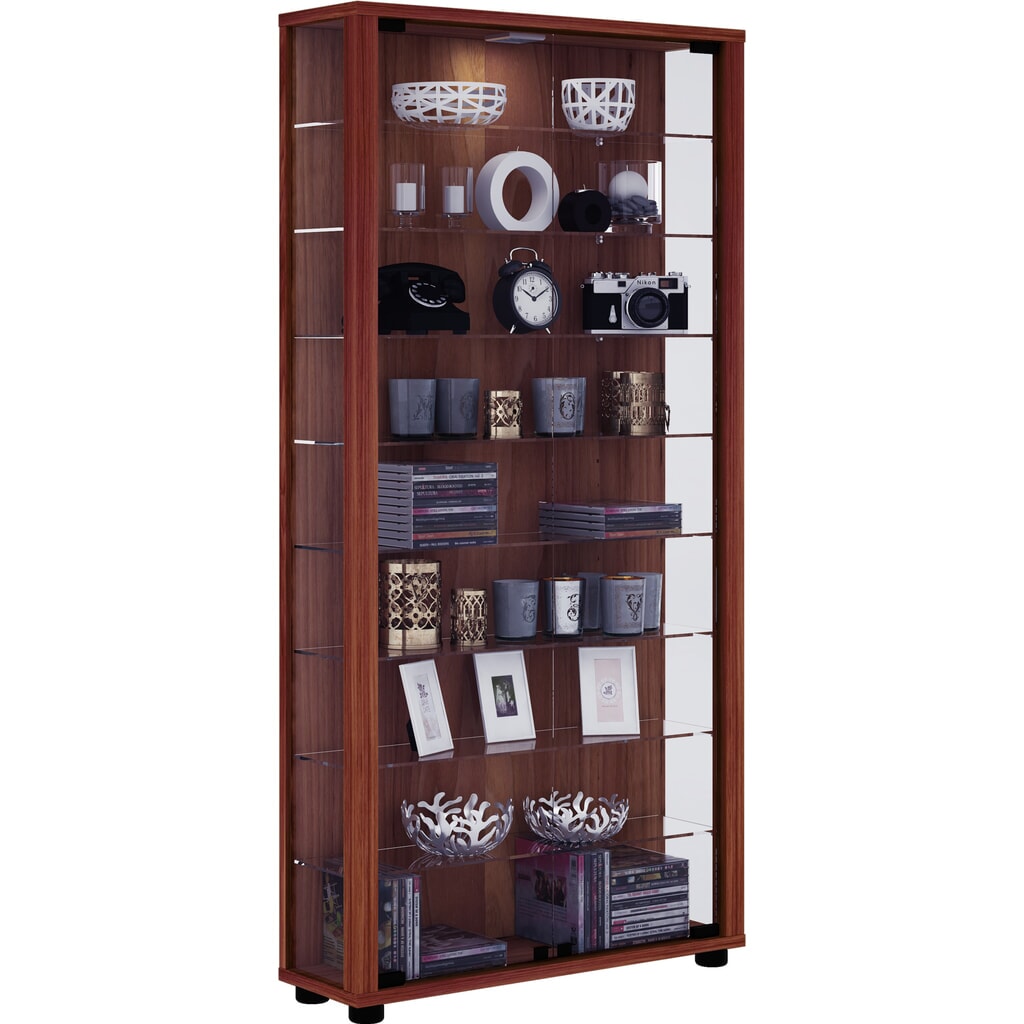 VCM Standvitrine Lumo Maxi, Kern-Nussbaum Produktabbildung: VCM Standvitrine Lumo Maxi, Kern-Nussbaum
