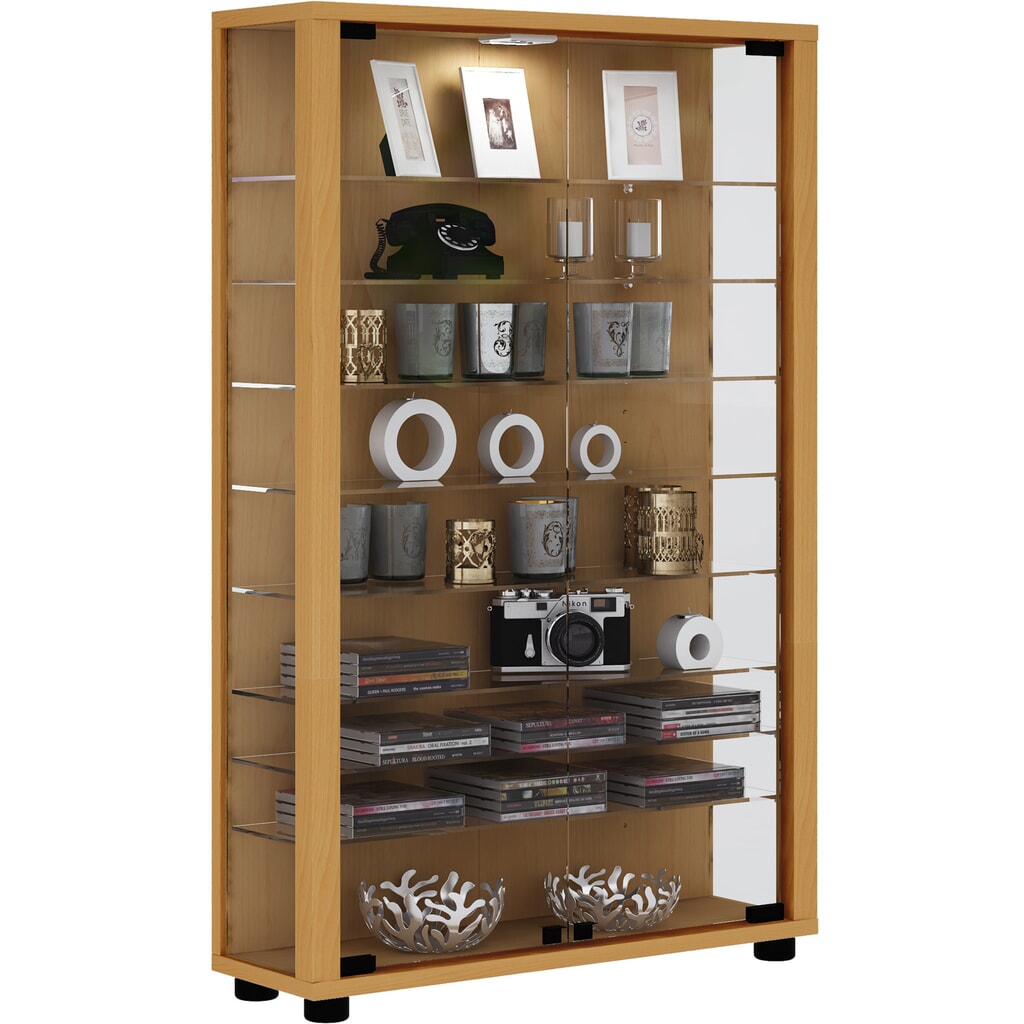 Produktabbildung: VCM Standvitrine Lumo Mini, Buche