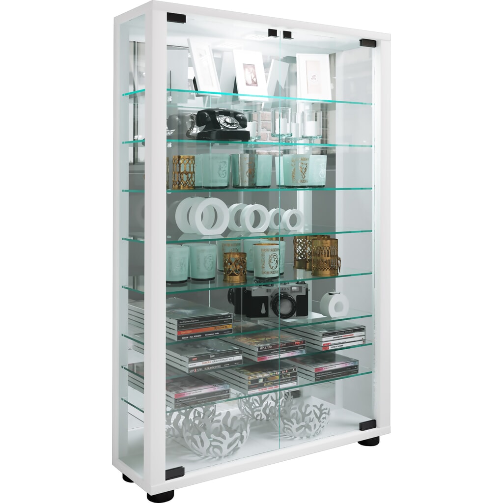 VCM Standvitrine Lumo Mini mit Spiegel, inkl. LED-Beleuchtung, weiß Produktabbildung Nr. 5: VCM Standvitrine Lumo Mini mit Spiegel, inkl. LED-Beleuchtung, weiß