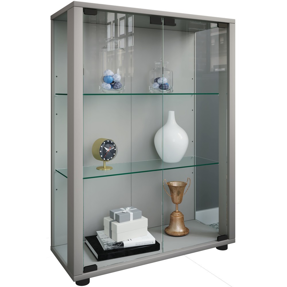 Produktabbildung: VCM Standvitrine Sintalo, silber