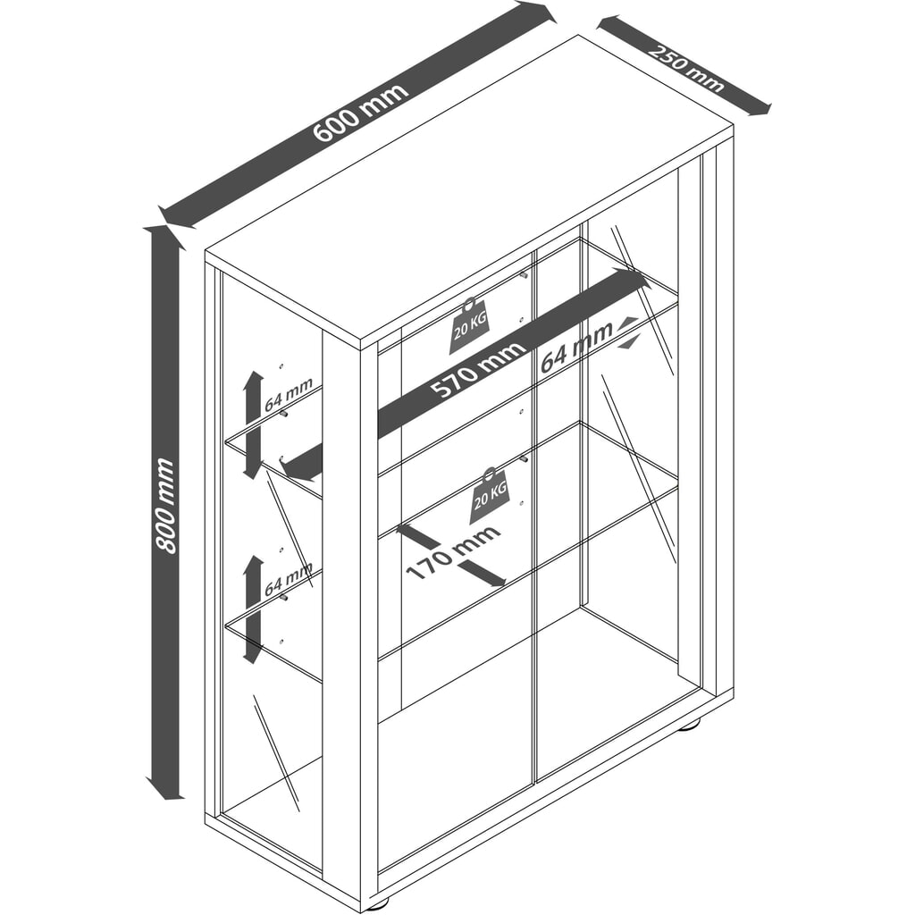 Produktabbildung Nr. 2: VCM Standvitrine Sintalo mit Spiegel, Buche