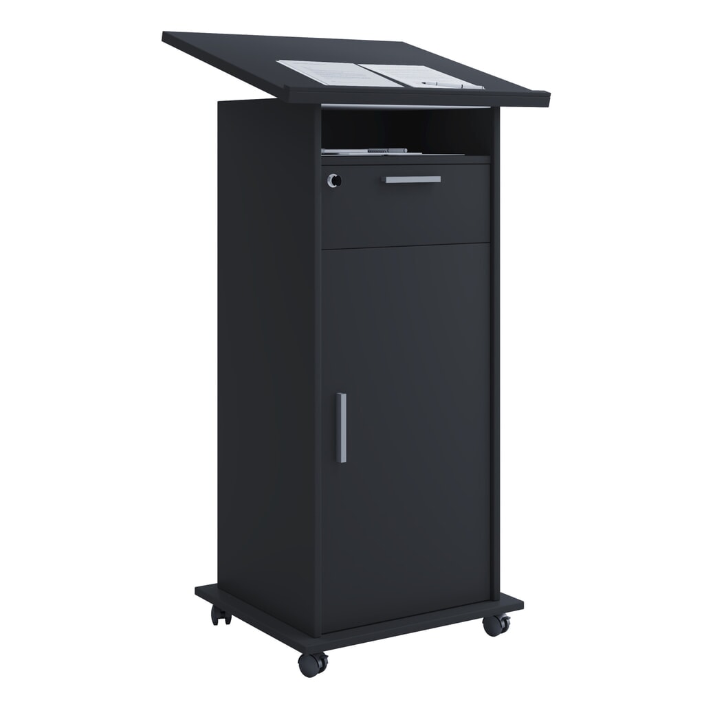 Produktabbildung: VCM Rollpult Melta mit Tür, schwarz