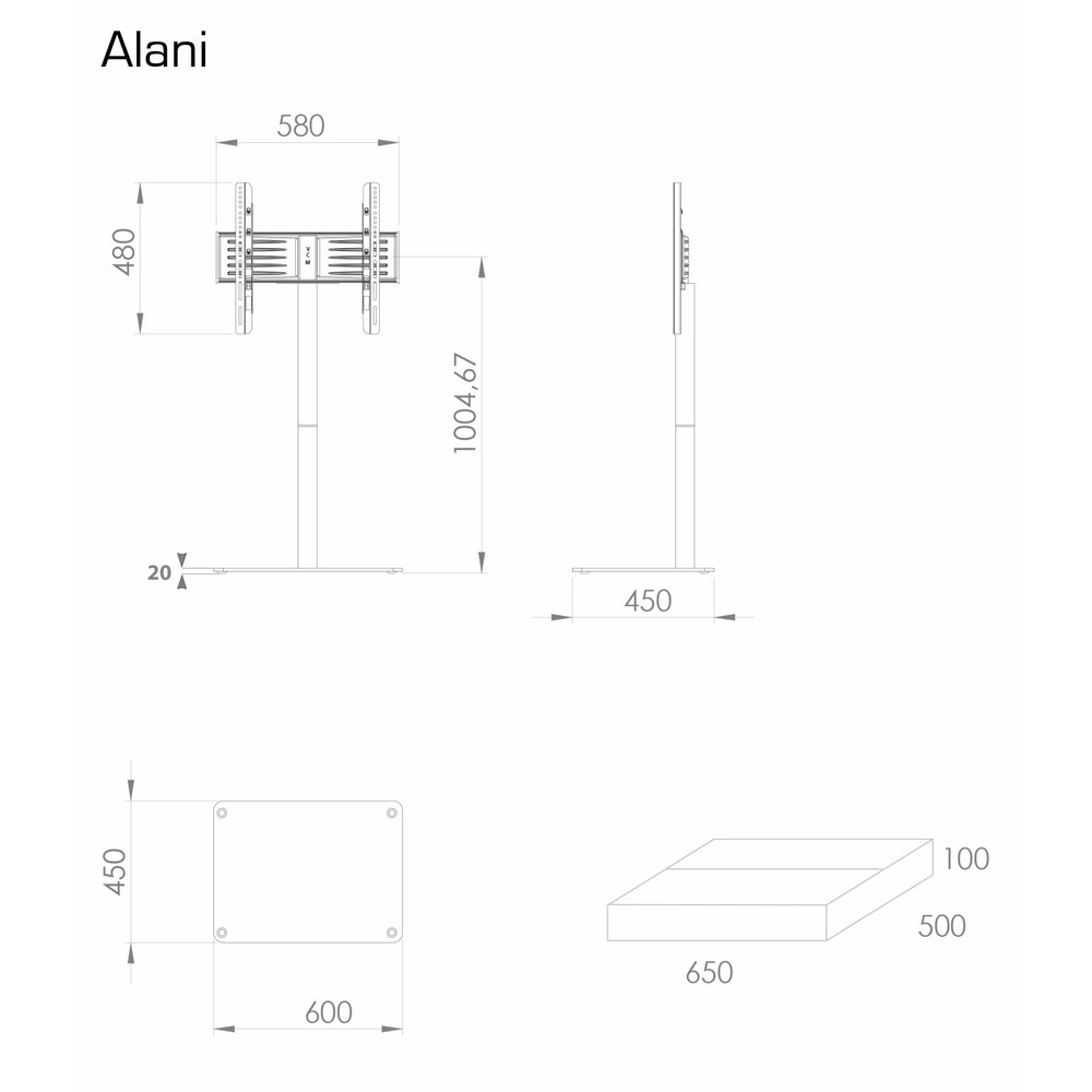Produktabbildung Nr. 4: VCM TV-Standfuß Alani, silber