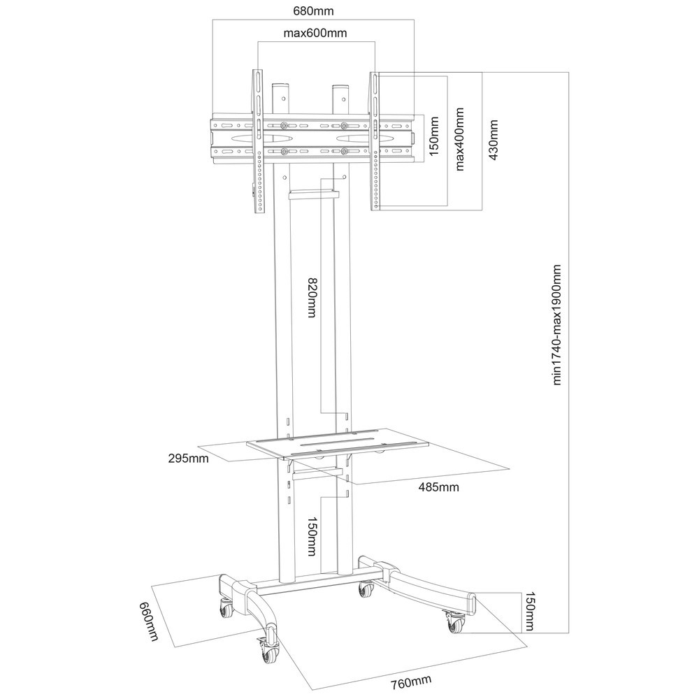Produktabbildung Nr. 5: VCM TV-Standfuß B-MS 190 höhenverstellbar, schwarz