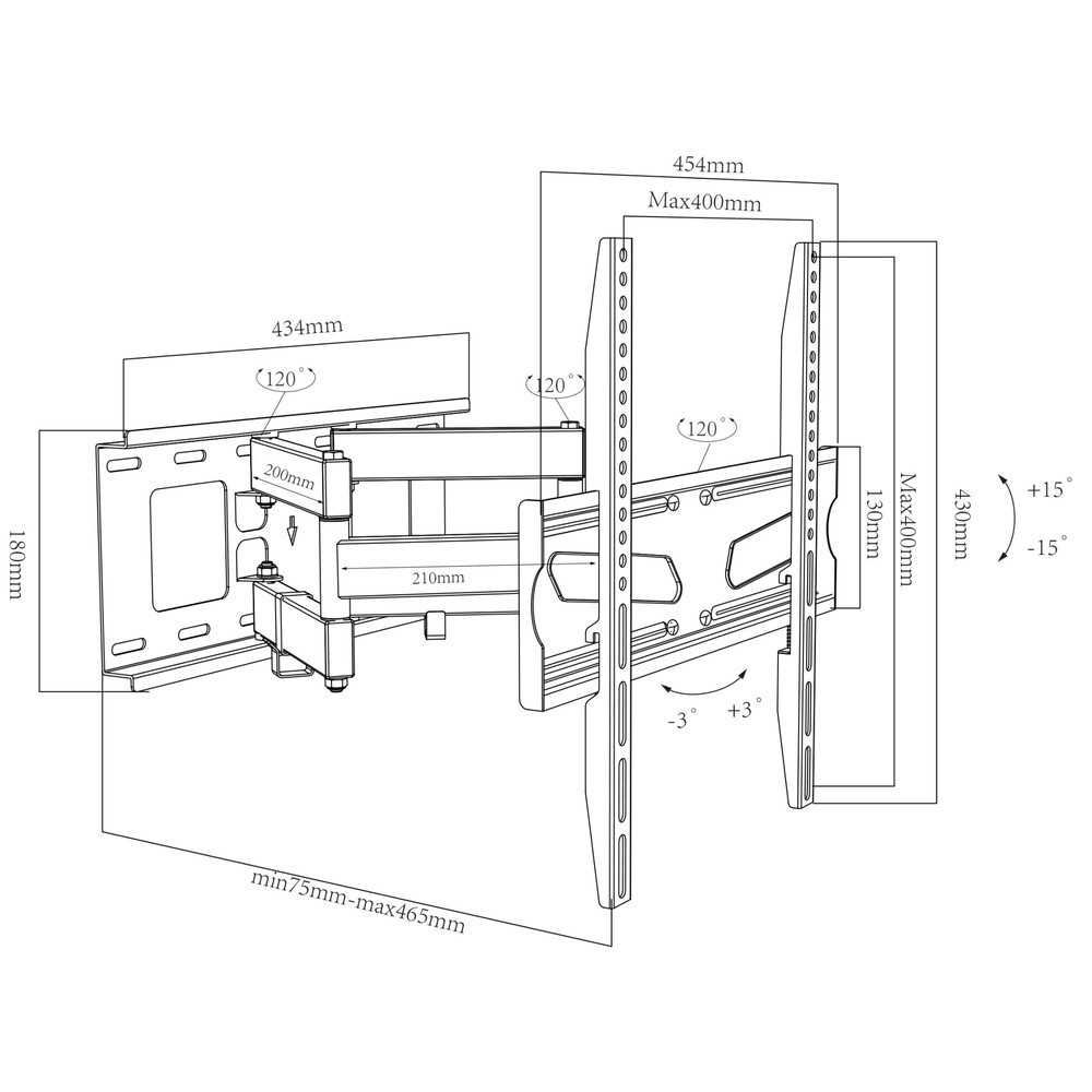 Produktabbildung Nr. 5: VCM Wandhalterung B-NS 400 schwenkbar, neigbar, schwarz