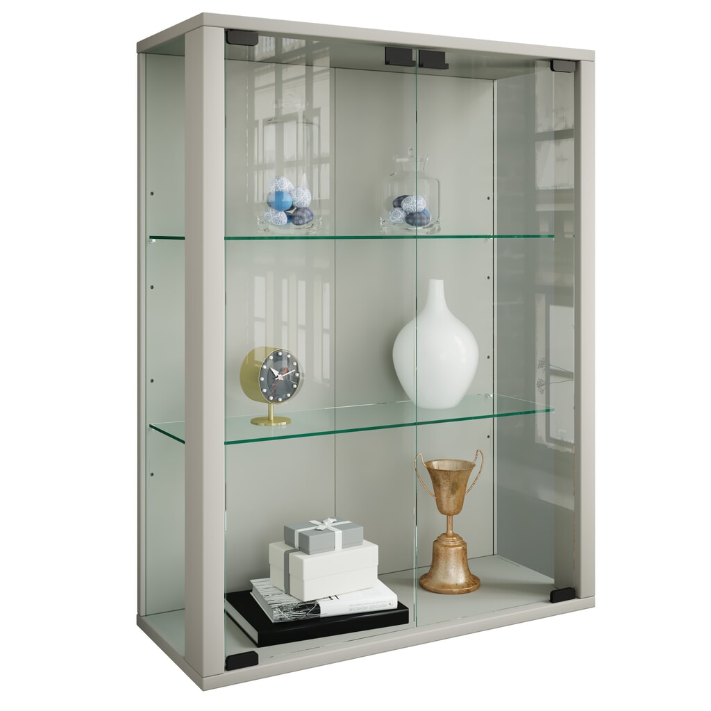 Produktabbildung: VCM Wandvitrine Udina, inkl. LED-Beleuchtung, silber