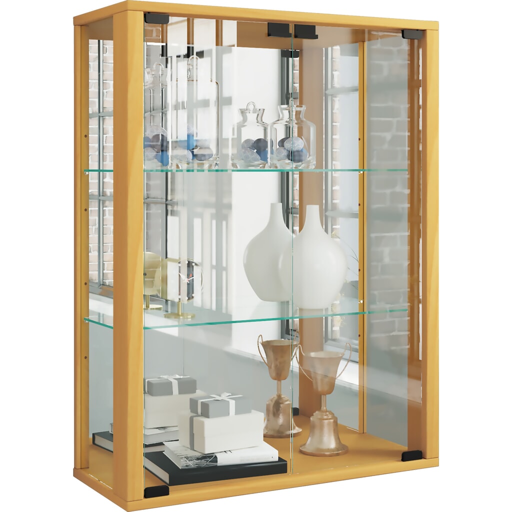 VCM Wandvitrine Udina mit Spiegel, Buche Produktabbildung: VCM Wandvitrine Udina mit Spiegel, Buche