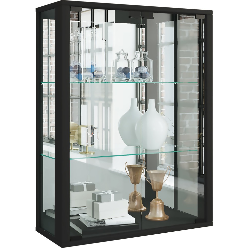Produktabbildung Nr. 1: VCM Wandvitrine Udina mit Spiegel, schwarz