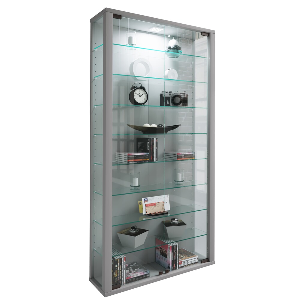 Produktabbildung: VCM Wandvitrine Vitrosa Maxi, silber