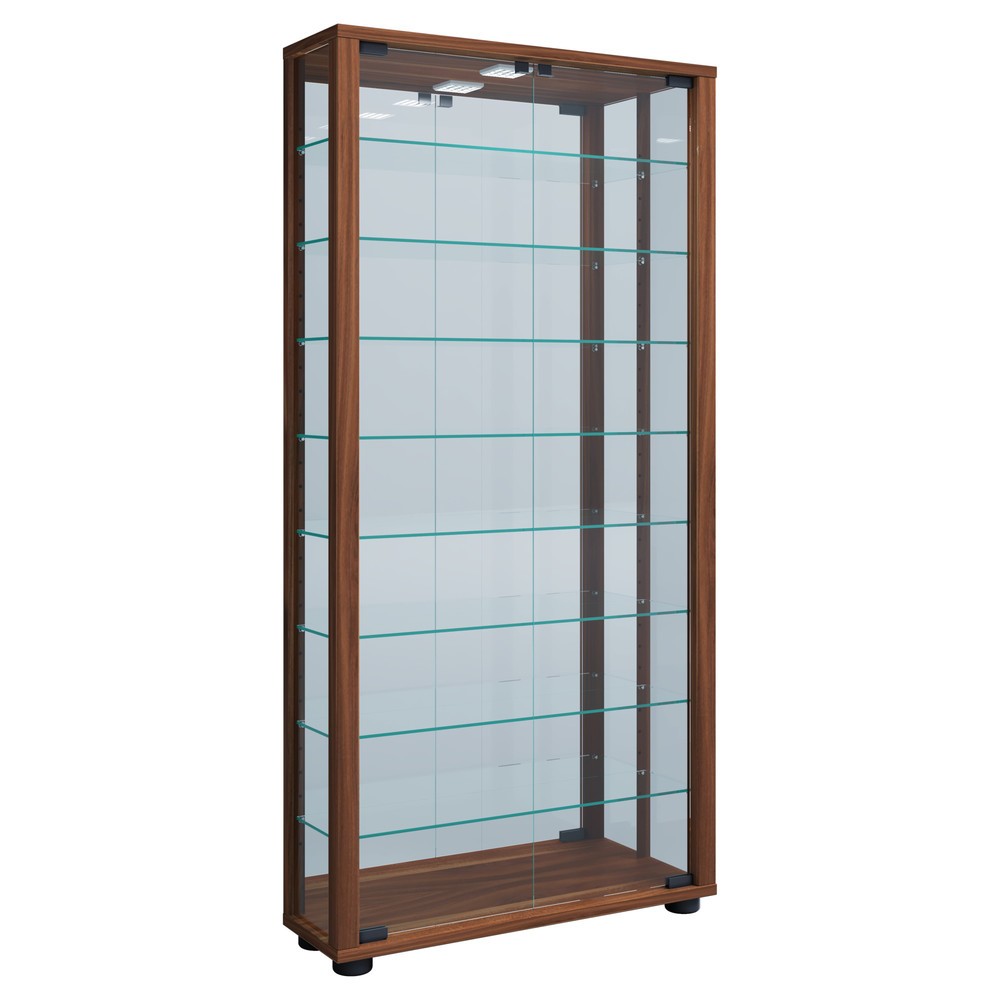 Produktabbildung Nr. 1: VCM Wandvitrine Vitrosa Maxi mit Spiegel, inkl. LED-Beleuchtung, Kern-Nussbaum