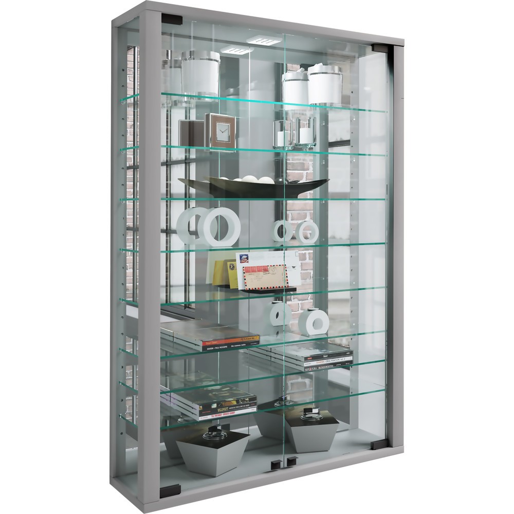 Produktabbildung Nr. 5: VCM Wandvitrine Vitrosa Mini mit Spiegel, inkl. LED-Beleuchtung, silber