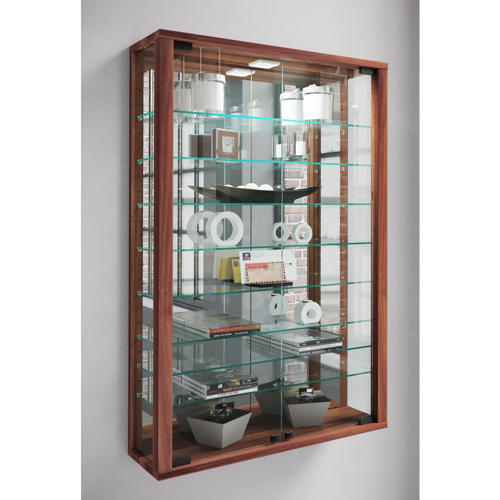 Produktabbildung Nr. 3: VCM Wandvitrine Vitrosa Mini mit Spiegel , Kern-Nussbaum