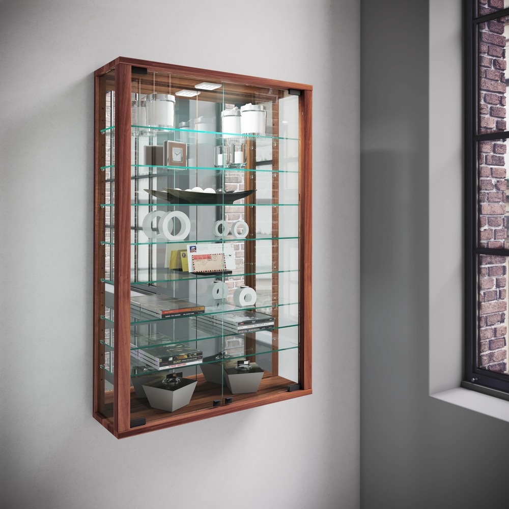 Produktabbildung Nr. 4: VCM Wandvitrine Vitrosa Mini mit Spiegel , Kern-Nussbaum