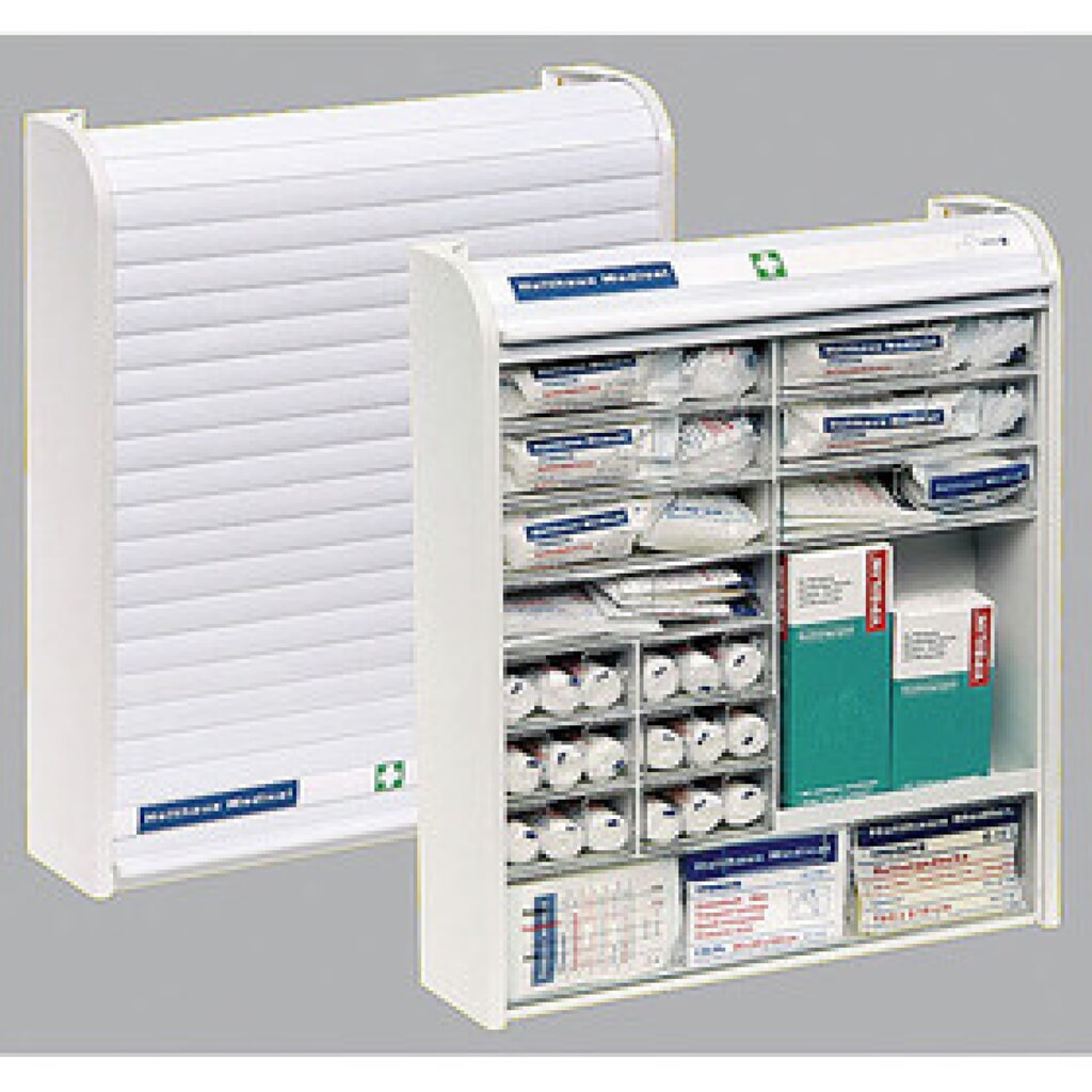Produktabbildung: Verbandschrank Rollmed mit Füllung DIN 13157, (BxHxT): 48,0 x 42,0 x 10,0 cm