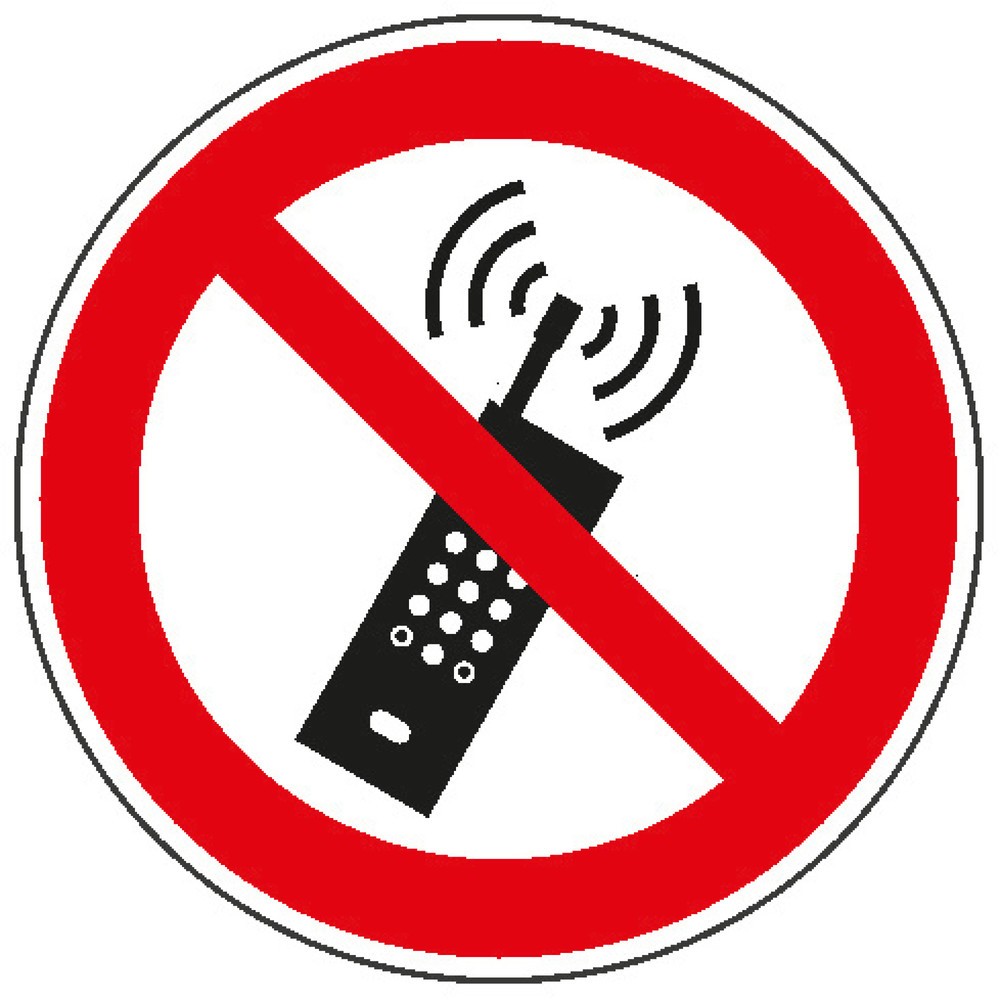 Produktabbildung: Eingeschaltete Mobiltelefone verboten, Ø 100 mm, Folie