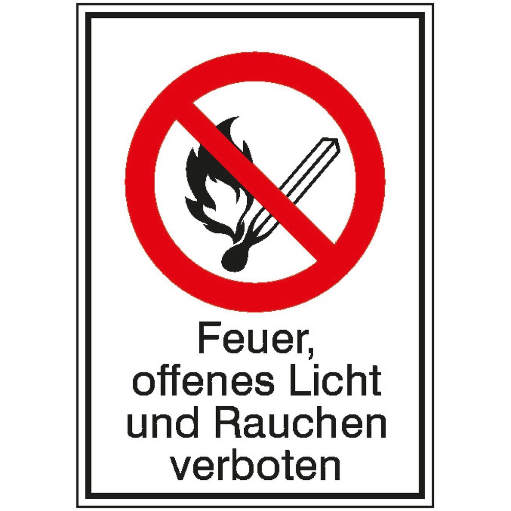 Produktabbildung: "Feuer, offenes Licht und Rauchen verboten", HxB 185 x 131 mm, Folie