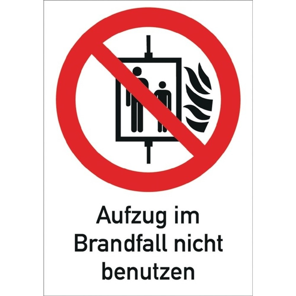 Produktabbildung: Verbotszeichen, Aufzug im Brandfall nicht benutzen, ASR A1.3/DIN EN ISO 7010, Folie