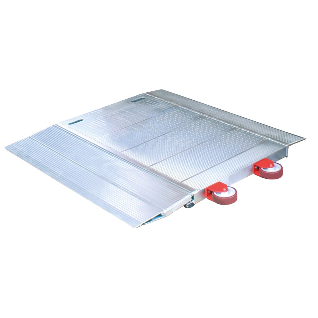 Produktabbildung: EXPRESSO Verladebrücke mit 2 Transporträder und Griffaussparungen, TK 5.000 kg, BxL 1.250 x 1.300 mm