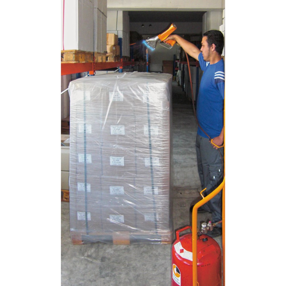 Produktabbildung Nr. 2: Verpackungsset Schrumpfpistole + Propangasflaschenwagen, für PE-Schrumpffolien