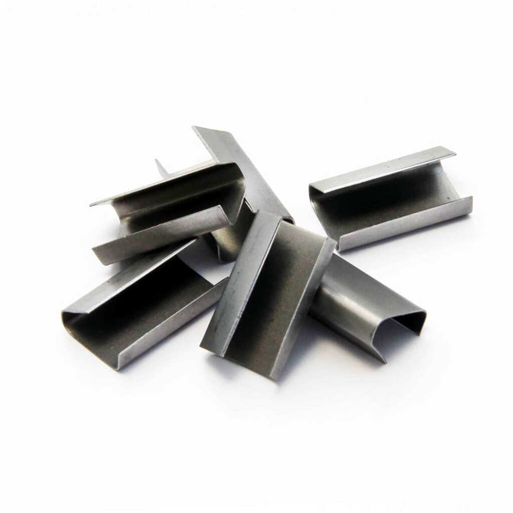 Produktabbildung: Verschlusshülsen, 16 mm breit, verzinkt, Typ: Drahtverschlussklemme, 1 VE = 1000 Stk