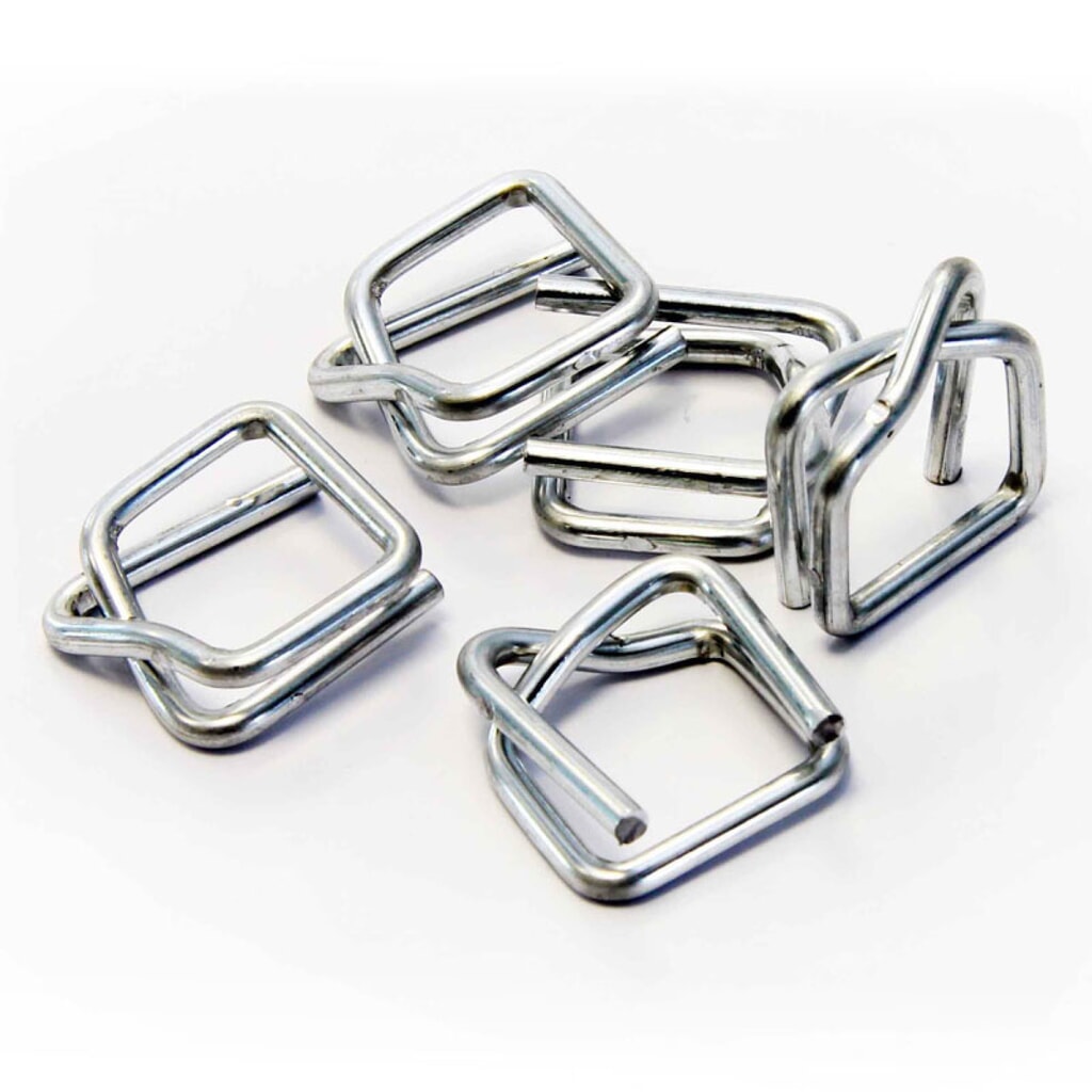 Drahtverschlussklemmen für PP- und Polyesterband, 13 mm breit, verzinkt, 1 VE = 1000 Stk Produktabbildung: Drahtverschlussklemmen für PP- und Polyesterband, 13 mm breit, verzinkt, 1 VE = 1000 Stk