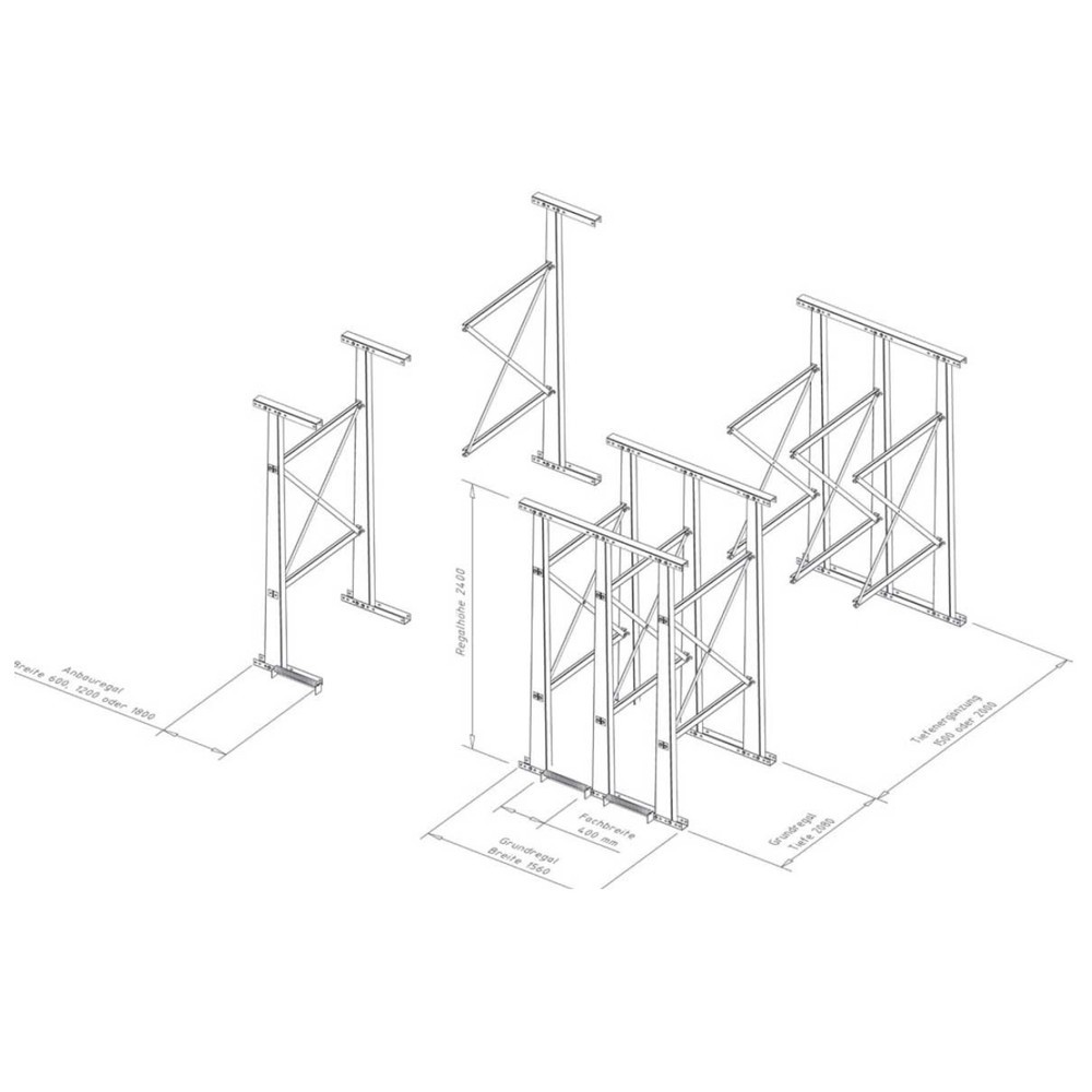 Produktabbildung Nr. 2: Vertikal-Plattenlager VLP, Grundfeld, HxBxT 2.400 x 1.560 x 2.000 mm, 2 Fächer